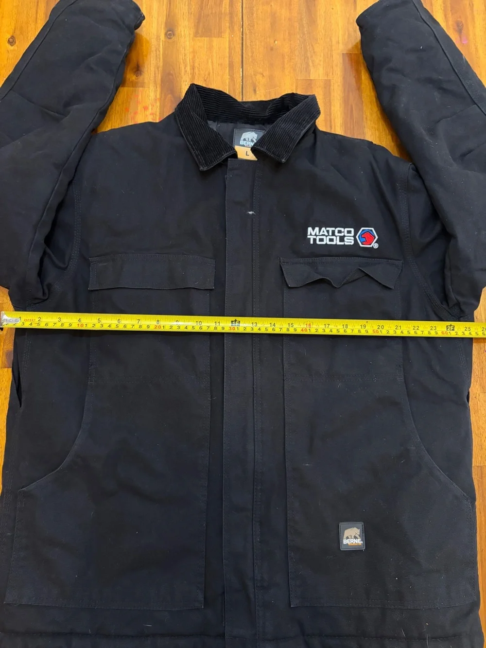 Berne Marco Tools Black Work Jacket - Men's Heavy-Duty Canvas Coat size large